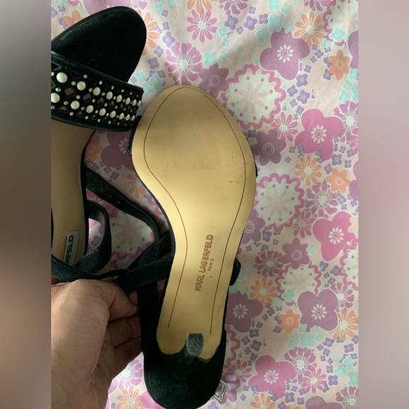 Karl Lagerfeld black suede strapped heels size 8.5? - Picture 10 of 16